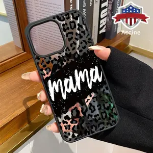 Leopard Mama Pattern Magnetic Phone Case Supports Wireless Charging for iPhone 15 16 14 Pro Max 13 12 11 XR XS Plus Shockproof Non Slip Protection Silicone Transparent Acrylic Cover Cellphone Protective Durable Smartphone Casing