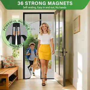 Magnetic Screen Door - Upgraded PET Mesh, Heavy Duty Screen Mesh Curtain for Sliding/Patio Door, Hands-Free Self-Sealing, Keep Bugs Out,Screen Size 38" x 84", Black