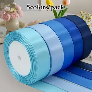Textile Ribbon Set for Crafts and Decorations, 5 Pieces Various Colors, 866.14 Inches Long, Wedding Party Ribbons, DIY Flower Arrangement, Crafting