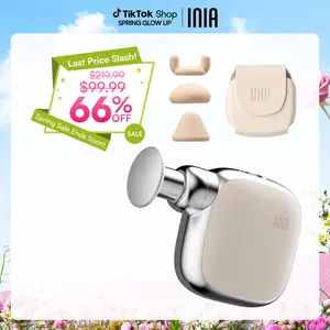 INIA PocketForce Palm-Sized Massage Gun – Portable Deep Tissue Massager with 3000 Percussions/Min, 7mm Stroke Depth & 10 lbs Force, Ultra-Quiet <48dB, 3 Heads & 4 Speeds, USB Rechargeable Travel Companion Gift Set