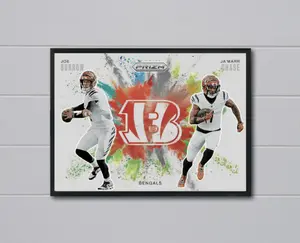 Prizm Joe Burrow/Ja'Marr Chase 2025 Dual Color Blast 12x17 Poster Bengals