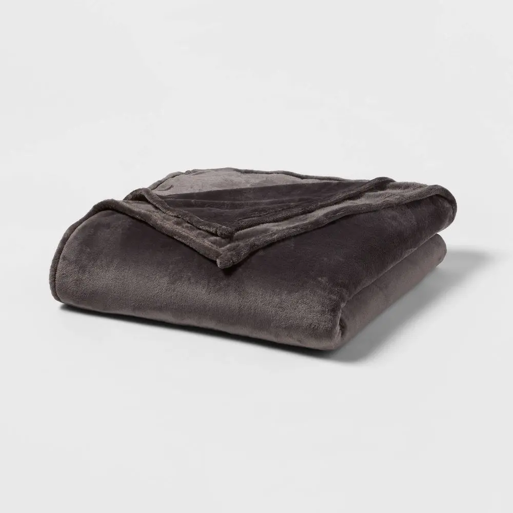 King Microplush Bed Blanket Hot Coffee - Threshold: Cozy Polyester Year-Round Comfort Traditional Style
