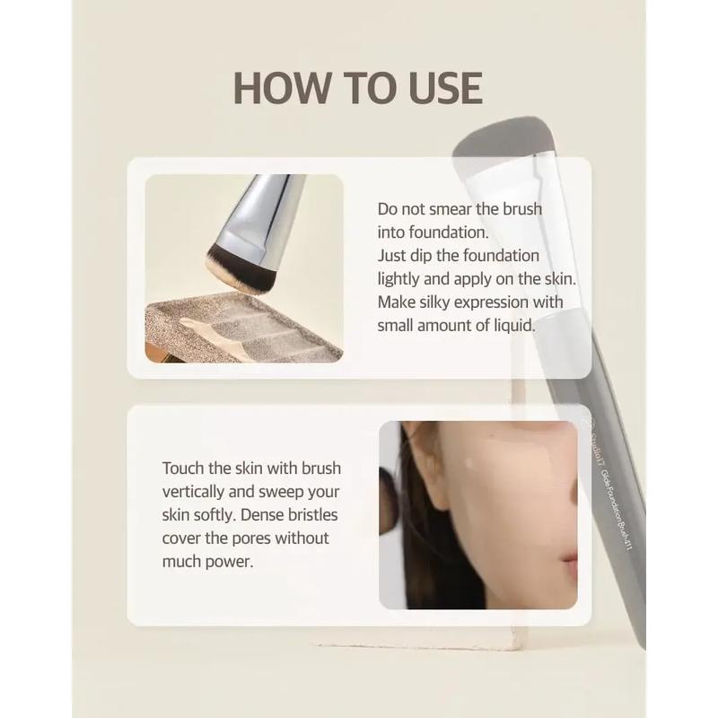 Liquid Foundation Flat brush | Korean Makeup brush with Super Micro brush | studio quality makeup tools