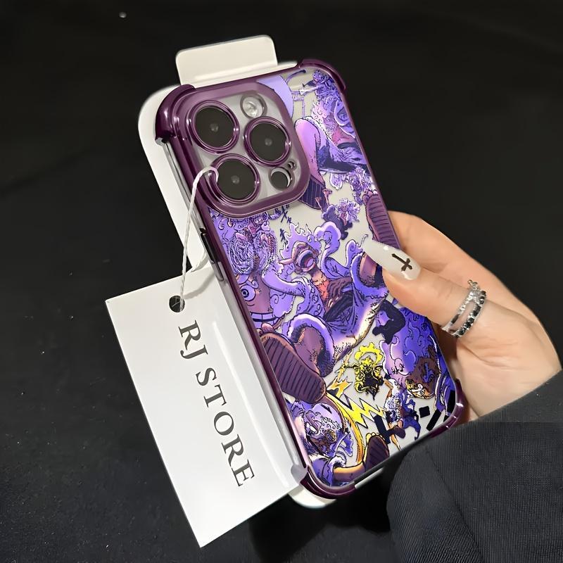 O-Ones P-s Anime L-Luffys Cartoon Cool Purple Glow Pattern Phone Case Suitable for iPhone 17,16,15,14,13,12,11,Pro,Max,Plus Phone Cover