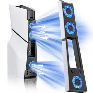 Cooling Fan for PS5 Slim, Quiet Cooling System for PS5 Slim Digital/Discs Edition, Temperature Controlled Cooling & Quiet PS5 Accessories with LED Light Gaming Products
