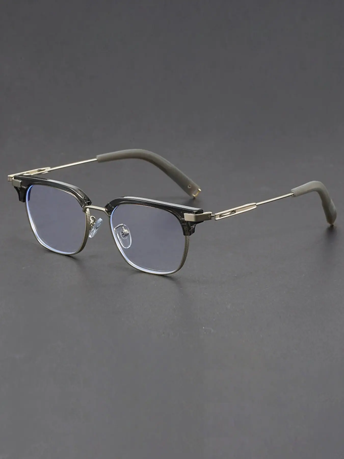 Vintage Half-Frame Glasses Frame, Anti-Blue Light Design, Lightweight, Unisex, Suitable for Travel, Beach, Cycling, Music Festivals