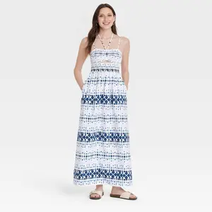 Universal Thread Women's Smocked Cut-Out Maxi Dress Casual Sundress