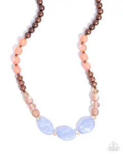 Extroverted Ease - Copper Blue Bead Short Necklace - Paparazzi