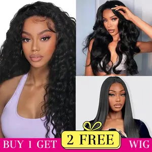 [Combo sale 30"&22"&22"]buy 1 get 3 wig 22 Inch 13x4 Deep wave Hair Lace Front Wigs +13x4 22Inch Body wave Human+ 13x4 22 lnch Straight Hair Pre Plucked HD Transparent Lace Frontal Human Hair Wigs 180% Density