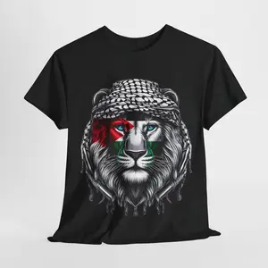 Time Of Palestine Lion Keffiyeh Unisex Short-sleeve T-Shirt Full Color