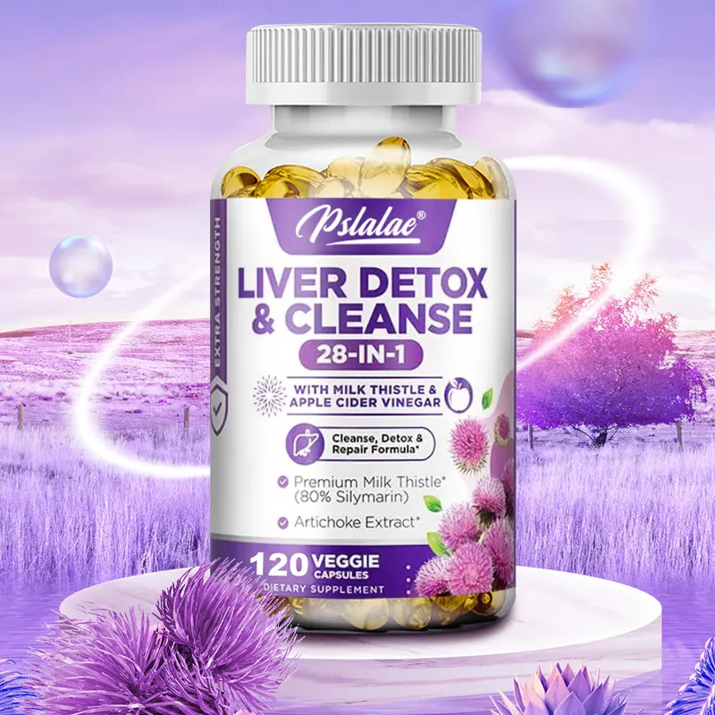 Pslalae 28-in-1 Liver Support Supplement - Gentle Detox Vitamins Supplements with Silymarin, Artichoke - Gluten-Free, Non-GMO