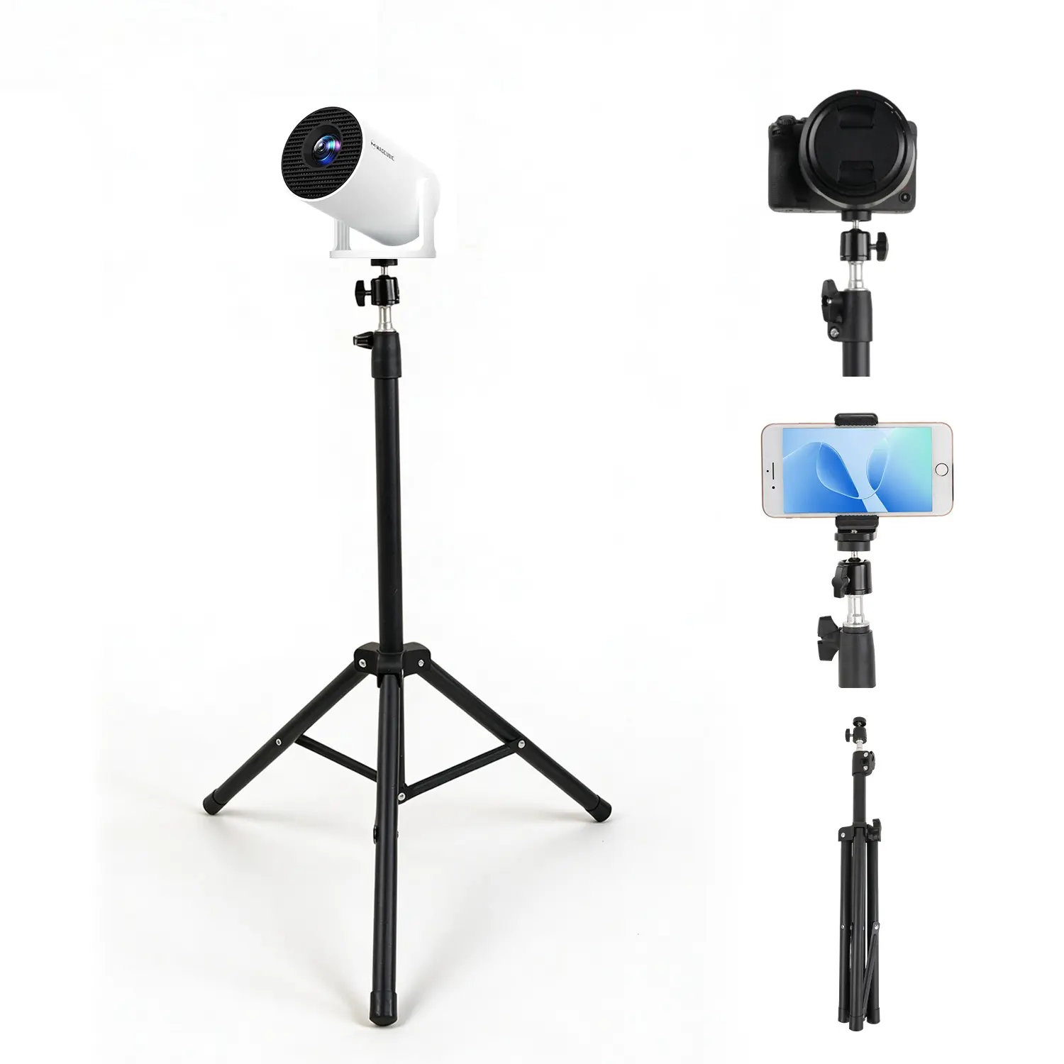 [Gift Phone Mount] Magcubic S1 Projector Stand Universal 1/4"  Screw - 120cm Retractable, Sturdy & Stable, 360° Rotating, 180° Up and Down Adjustable Floor Tripod Portable Accessories for HY300Pro Projectors, Cameras, Webcams #TechVibes
