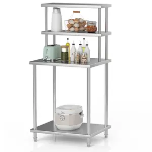 Stainless Steel Overshelf Shelves for Work & Prep Table 12" x 30", 2 Tier Double Deck Overshelf with Adjustable Shelf, Commercial Countertop Shelf for Kitchen, Restaurant