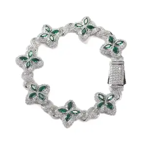 THE NEXONSHOP Color CZ Floral Infinity Chain Bracelet Micro Paved 5A+ Cubic Zircon Clover Anklet Luxury Jewelry for Women