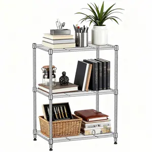 3-Tier Chrome Steel Metal Wire Storage Shelf Unit - 450 lbs Capacity, Easy Installation Organizer for Home, Garage (11.8" D x 17.7" W x 26.3" H)