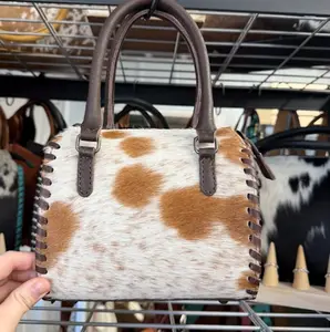 Genuine cowhide & leather speedy bag- Cowhide front and sides- leather back