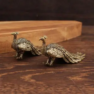Peacock Ornament Home Decor Statue Figure Brass Ornament, Chinese Handicraft Decoration Small Brass Ornament