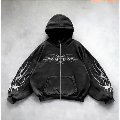 Black zipper cardigan made of white cott