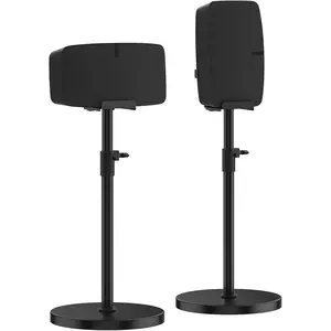 Pair of Height Adjustable Speaker Stand for Sonos Five & Play 5 Speaker Support Vertical & Horizontal - Heavy-Duty Floor Stand for Sonos Play 5 Gen 2 and Sonos Five with Cable Management, Black