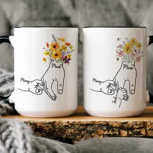 Personalized Nana Holding Kids Hands Mug Custom Grandma Mug Gifts For Grandma Holding kid hands Mom Grandma Mug Custom Kidnames Hand Mug