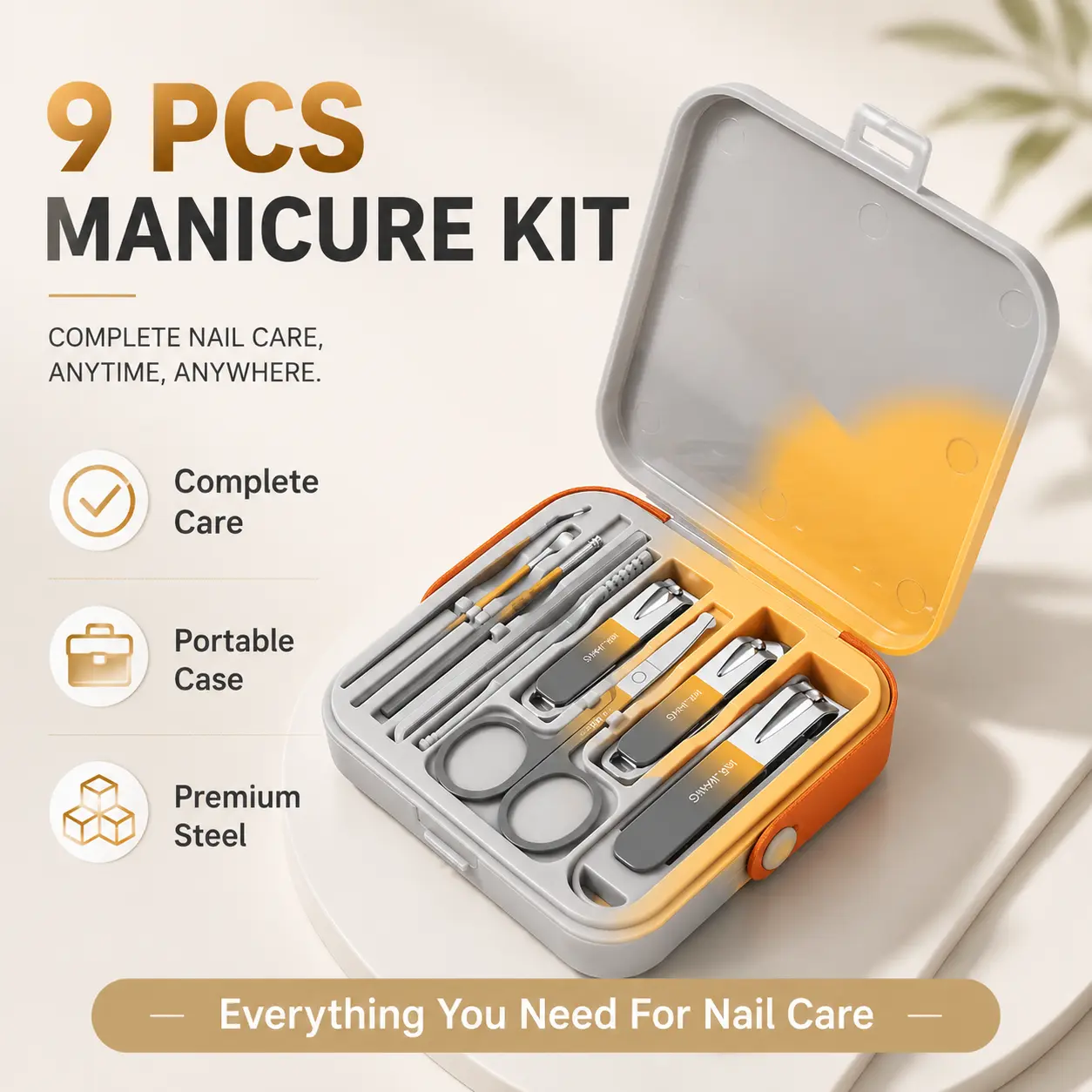 9-piece set Nail Care Kit, Professional Manicure Set with Portable Case, Stainless Steel Nail Clippers Set for Men Women, Travel Grooming Tools