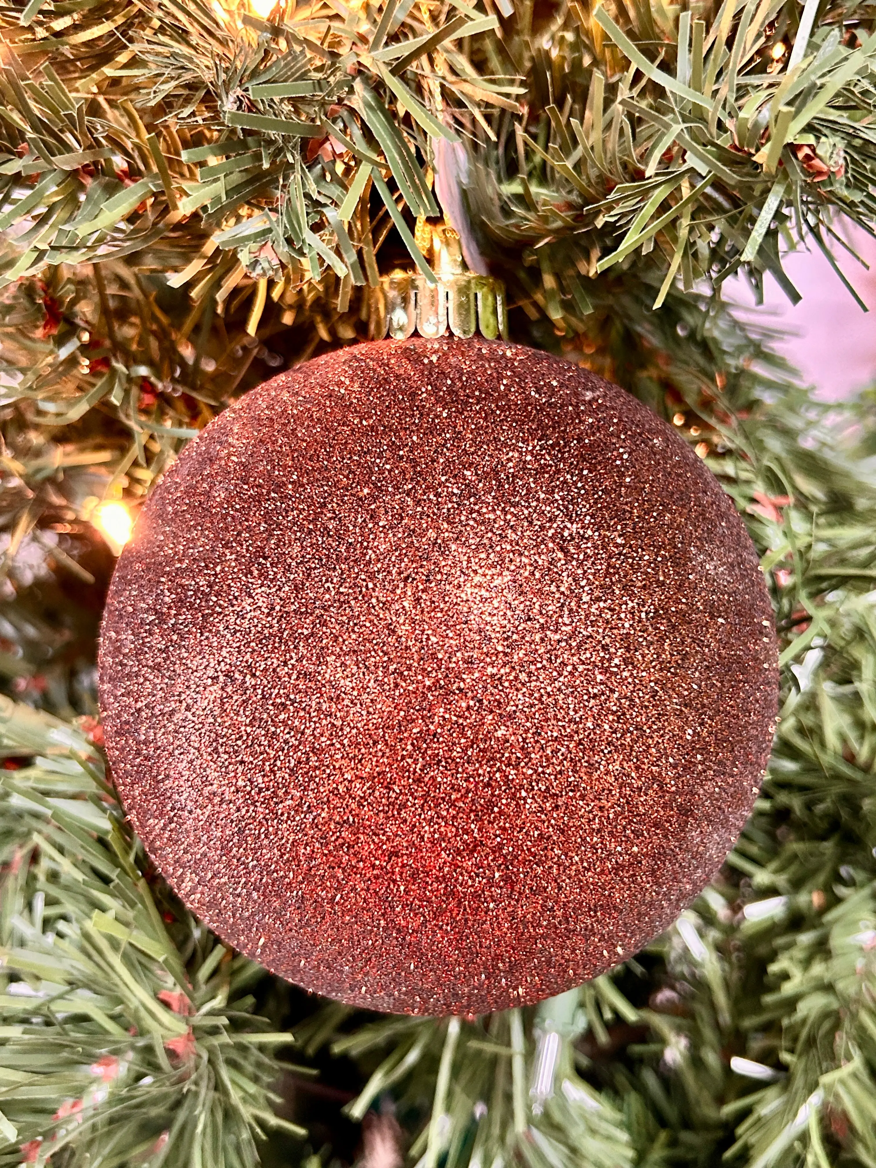 4.75 Inch Brown Glittered Ball Ornament