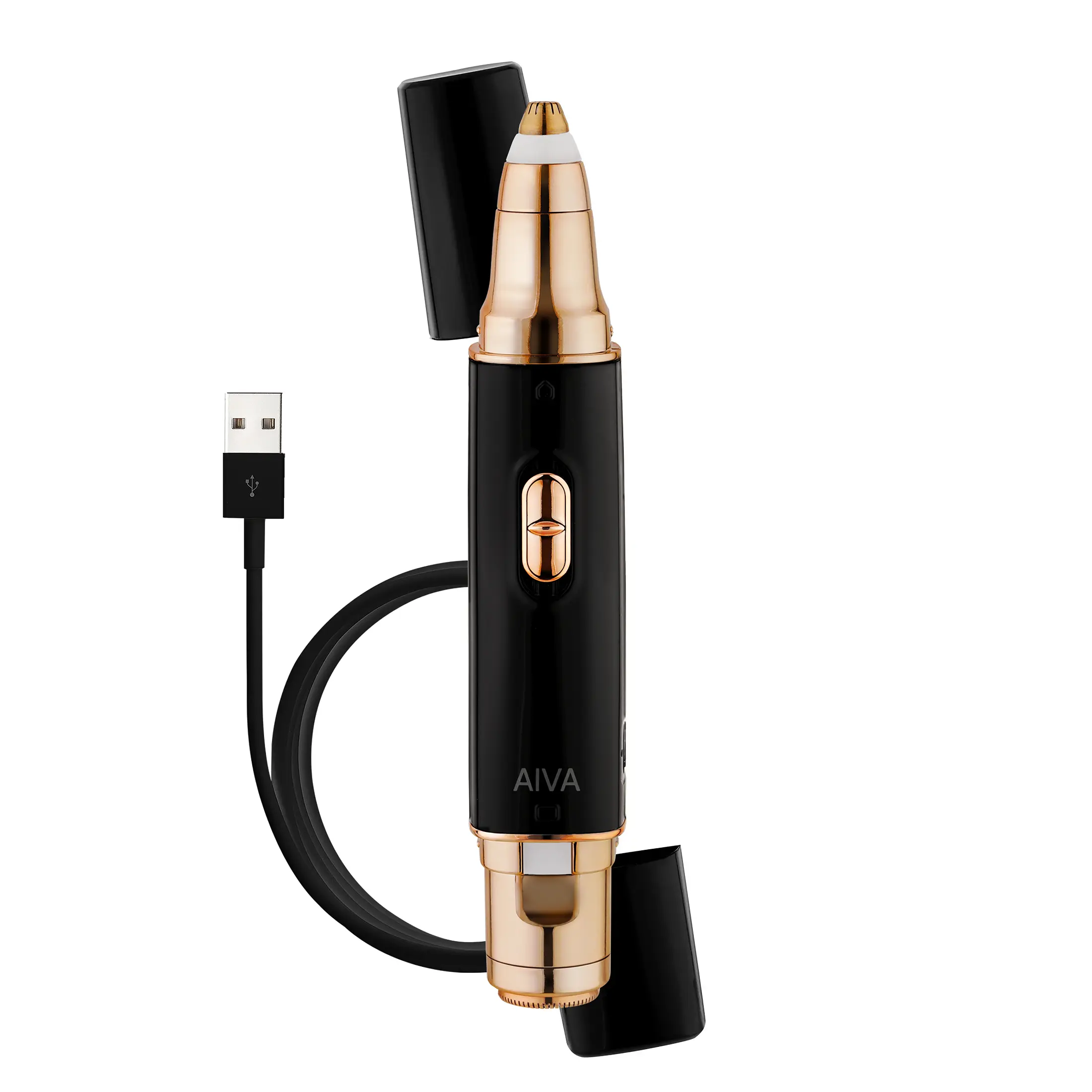 AIVA 2-in-1 Dual Sonic Facial Hair Remover and Eyebrow Trimmer with Built-in LED Lights by Spa Sciences for Gentle Flawless Results