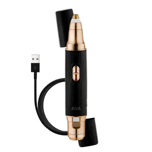 AIVA 2-in-1 Dual Sonic Facial Hair Remover and Eyebrow Trimmer with Built-in LED Lights by Spa Sciences for Gentle Flawless Results