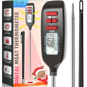 Meat  Digital,  Instant Read   with Super Long Probe for Cooking Grilling Baking Kitchen Candy BBQ Oil Liquid, Backlit Display,  Included