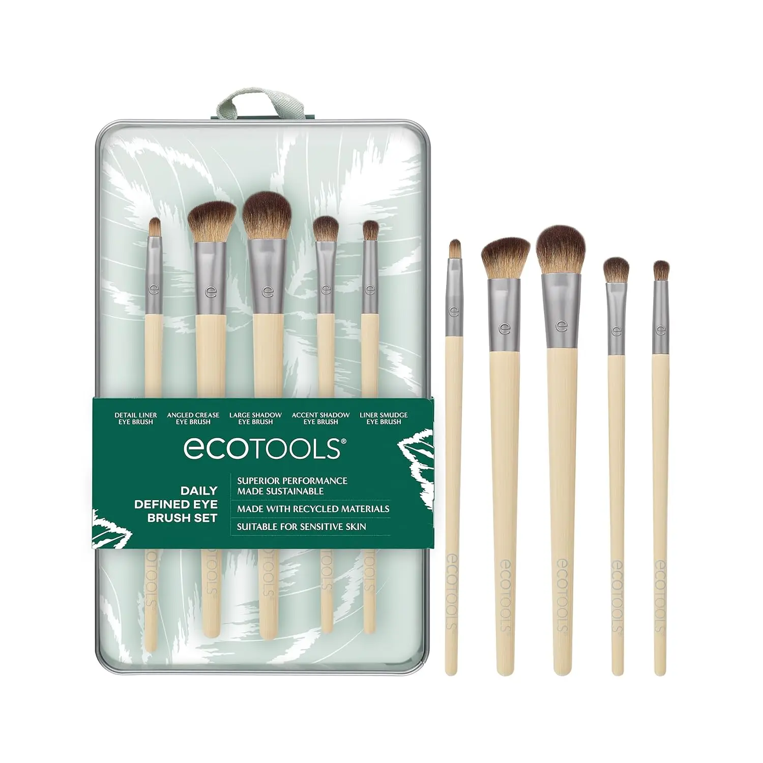 Ecotools Daily Defined Eye Brush Kit, Makeup Brushes for Liquid, Powder, & Cream Eyeshadow & Eyeliner Application, Eco-Friendly Eye Brushes, Synthetic Hair, Cruelty Free, 5 Piece Set Paris Presents Incorporated