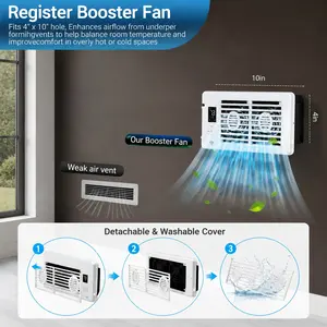 4” x 10” Register Booster Fan for Register Holes,10-Speed Quiet Ventilation Fan with Thermostat & Remote, , install in  Vents Negative Ion & Ultra Quiet. Get Better AC/Heating Easy Installation- memorialday