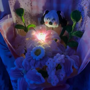 Enchanting Floral Bouquet with Adorable puppy Light-Up Centerpiece - Perfect for Gifting and Home Decor