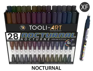 28 Dark Nocturnal Colors Acrylic Paint Pens Studio Color Series Markers Set 0.7mm Extra Fine Tip