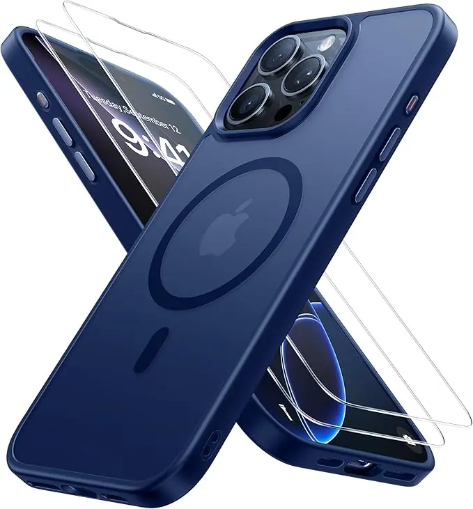 Entronix Case for Apple iPhone 17/16/15/14/13/12/11 Air/Plus/Pro Max - [Magnetic] Translucent Matte Cover & [2] Clear Screen Protectors Tempered