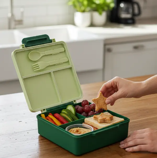 Bento Lunch Box ， Kids Leakproof Lunch Food Containers with 4 Compartment, Kids Thermo Insulated Hot Food Jar for School, Trvael