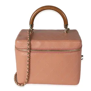Pink Quilted Lambskin Knock On Wood Vanity Case