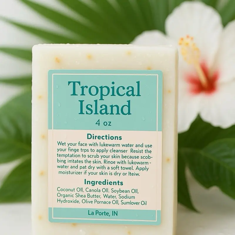 Tropical Island 4 oz Gentle Moisturizing Bar for Sensitive Skin - Natural Organic Soap for Face & Body - Ultra Soothing & Deep Hydration - Eco Friendly Cleanser
