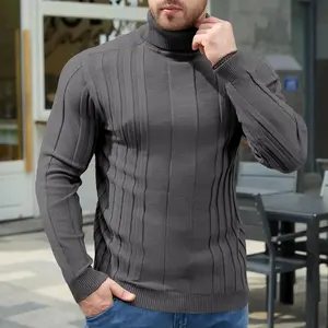 Men's Turtleneck Sweater Long Sleeve, Slim Fit Knit Pullover, Soft Tops Multicolor Texture Turtle Necks Tops for Men