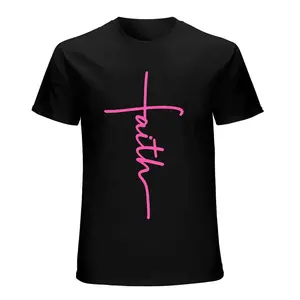 Unisex Christian Faith Cross Bright Pink Believer Christian Gift 100% Cotton T-Shirt Christ Christian Holiday Gift Birthday Gift Fashionable Comfortable Unisex