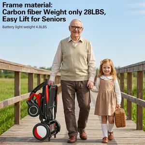 Electric Wheelchair 213 Foldable Carbon Fiber 28LBS Long Range Lightweight Healthcare Equipment for Enhanced Mobility