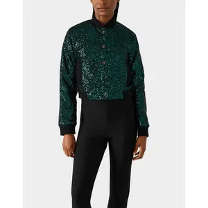 Betsey Johnson Glitterati Bomber Jacket Emerald Green