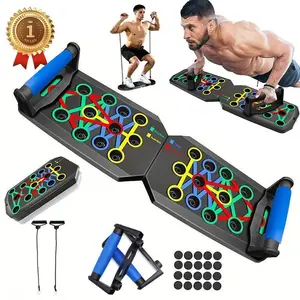Push-up board Foldable Home Workout Equipment with Color-Coded System Multi-Functional Pushup Stands for Strength Training Chest Arms Core Portable Gym for Men Women Fitness Accessories