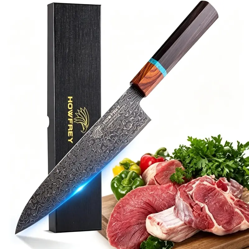8 Inch Damascus Chef Knife, 67-Layer VG10 High Carbon Steel Japanese Kitchen Knife, Ultra Sharp Ergonomic Pakkawood Handle, Professional Chef Grade Cooking Knife, Premium Gift Box for Birthday Housewarming Gifts for Dad Mom Chef Men Women
