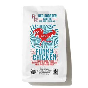 Red Rooster Coffee Organic DECAF Funky Chicken - Earthy Chocolatey Flavor with Praline & Citrus Notes - USDA Organic & Fair Trade