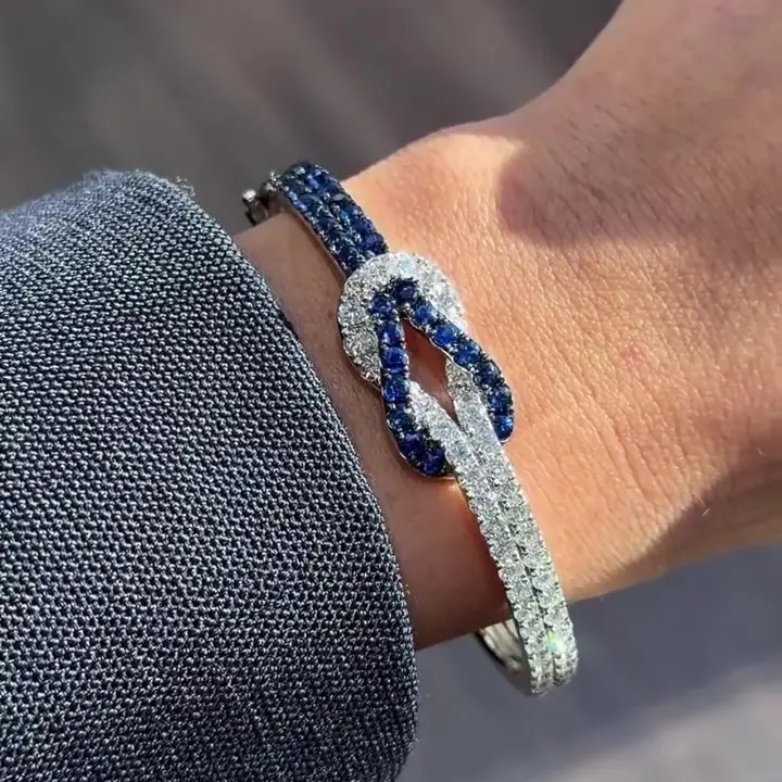 Jorrio Elegant  Sapphire Blue & White Bracelet for Women, Trendy Gift for Anniversary, Birthday