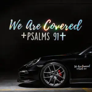 2PCS We Are Covered Psalms 91 Car Stickers, Christian Bible Verse Vinyl Decals for Cars, Trucks, Bumpers, Laptops, Windows & Luggage – Faith Quote Waterproof Reflective Stickers