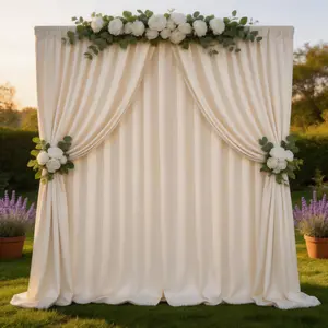 Ivory Polyester Drapes 8 Pcs 5x10ft, Soft Flowing Fabric Backdrop with Stunning Drape for Wedding Arch, Reception, Birthday, Baby Shower, Photoshoot, Romantic Decor