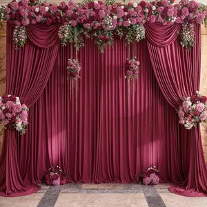 Maroon Backdrop Curtain 30 ft x 10 ft - Burgundy Photo Drapes, Banners for Weddings, Wedding Decor, Birthday Parties - Festive & Party Home Supplies