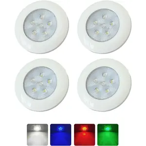 3'' RGBW LED Boat Interior Deck Courtesy Lights, 4 Pack Waterproof Marine LED Lights with White Bezel for Pontoon Bass Yacht