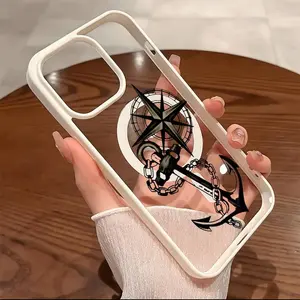 Premium Magnetic Phone Cases for iPhone11/12/13/14/15/16//17/Air/promax/Plus Retro Anchor Compass Design y2k cased MagSafe Ready, Anti-Fall, Springtok and Ultra-Thin Design | Perfect for Everyday Use Protector Screen Protector Aesthetic Cover